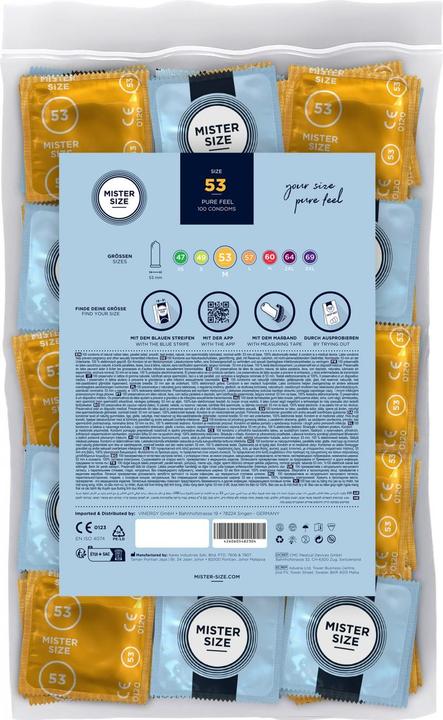 Actual product image Mister Size 53 mm condoms, 100 pieces, natural rubber latex, extra thin, silicone-moistened (100 pcs.)