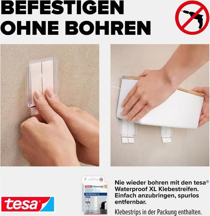 Actual product image tesa BABOO Storage box with lid, medium size incl. adhesive solution without drilling