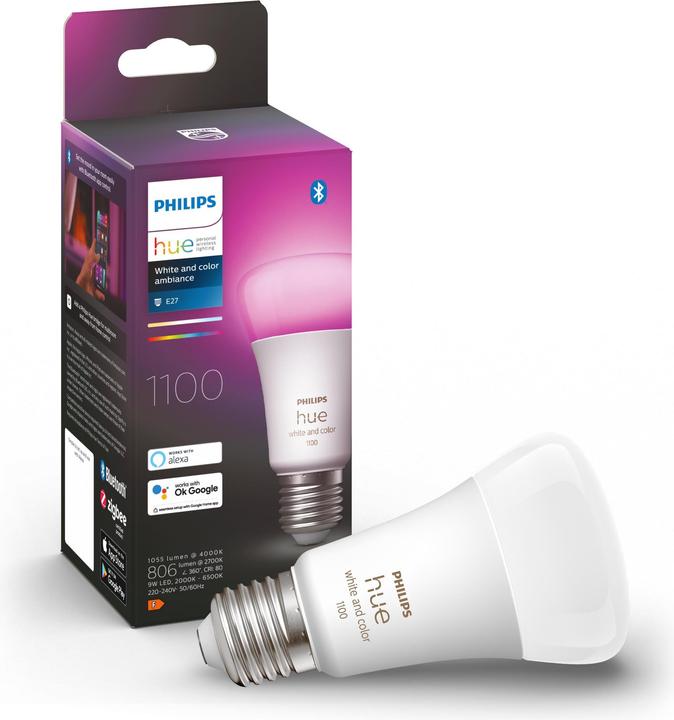 Actual product image Philips Hue White & Color Ambiance BT (E27, 9 W, 1100 lm, 1 x, F)
