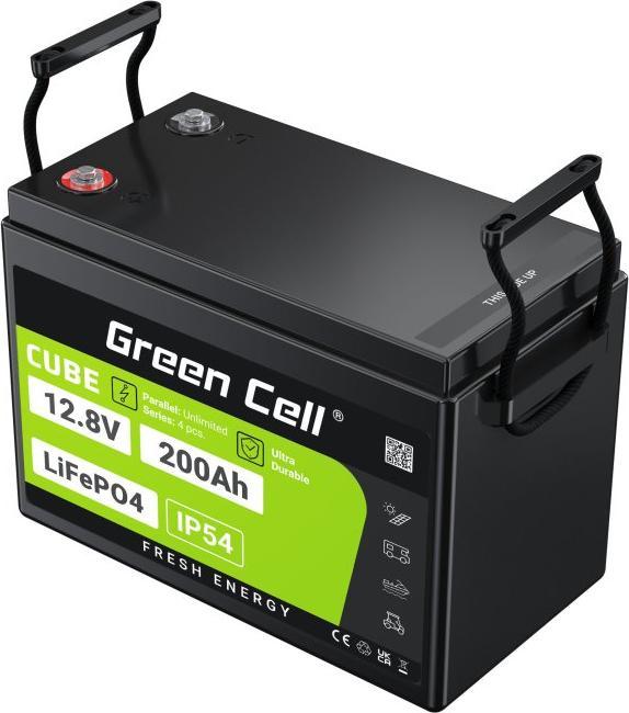 Actual product image GreenCell Green Cell CUBE LiFePO4 battery 200Ah 12.8V 2560Wh lithium iron phosphate battery for motorhomes, so (12.80 V, 200 Ah)