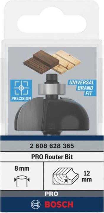 Produktbild Bosch Professional Zubehör Hohlkehlenfräser, 8 mm, R1 12 mm, D 36,7 mm, L 16 mm, G 58 mm