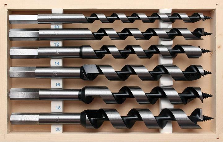 Actual product image BGS Auger Drill Bit Set 200 mm 6 pcs. (10 - 12 - 14 - 16 - 18 - 20 mm)