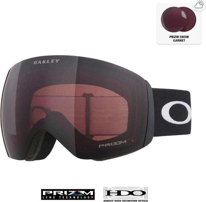 Actual product image Oakley Flight Deck L Matte Black with Prizm Garnet ski goggles