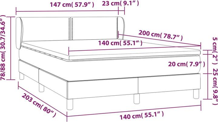 Actual product image vidaXL Boxspringbett (140 x 200 cm)