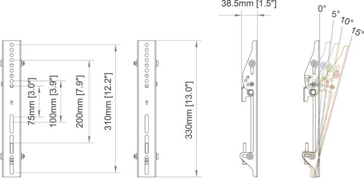 Immagine prodotto Multibrackets Staffa inclinabile VESA 300, in metallo, per Pro System (Moduli rotanti / di inclinazione)