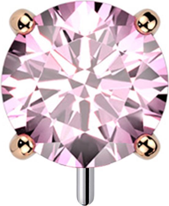 Produktbild Star Piercing Threadless rosegold dick front mit Kristall pink gefasst (Titan, ohne Messing)
