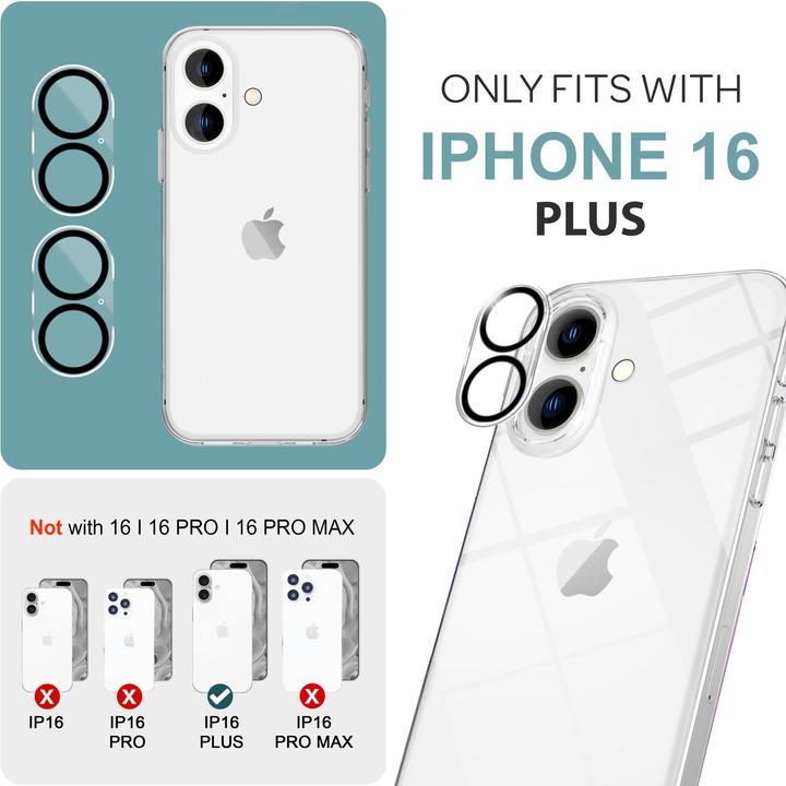 Actual product image Nalia 2x camera protection glass (2 Piece, Apple iPhone 16 Plus)