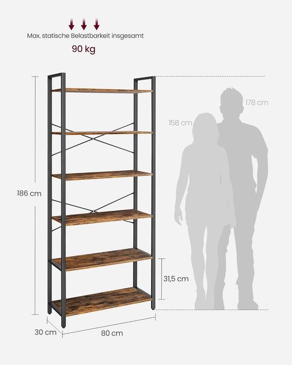 Actual product image Vasagle Havanna (80 x 30 x 186 cm)