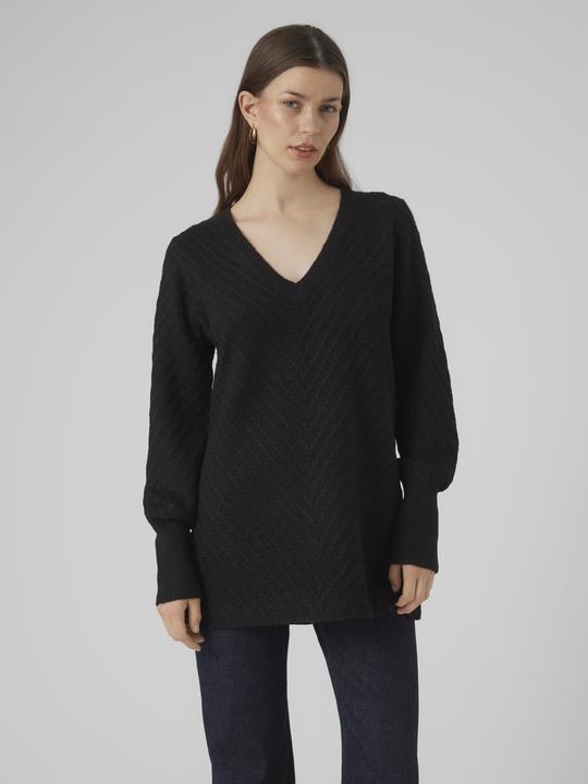 Produktbild Vero Moda VMANJASTINNA LONG V-NEK PULLOVER GA EXC Strickpullover (M)