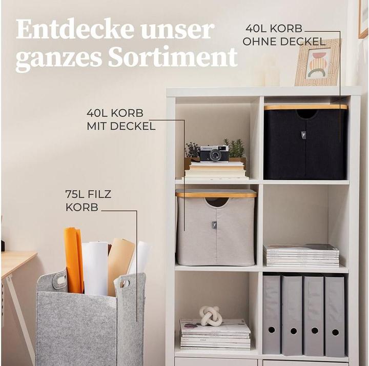 Immagine prodotto Hennez Aufbewahrungskorb Adrian Schwarz, 40 l (1x, 41 x 31 x 31 cm)