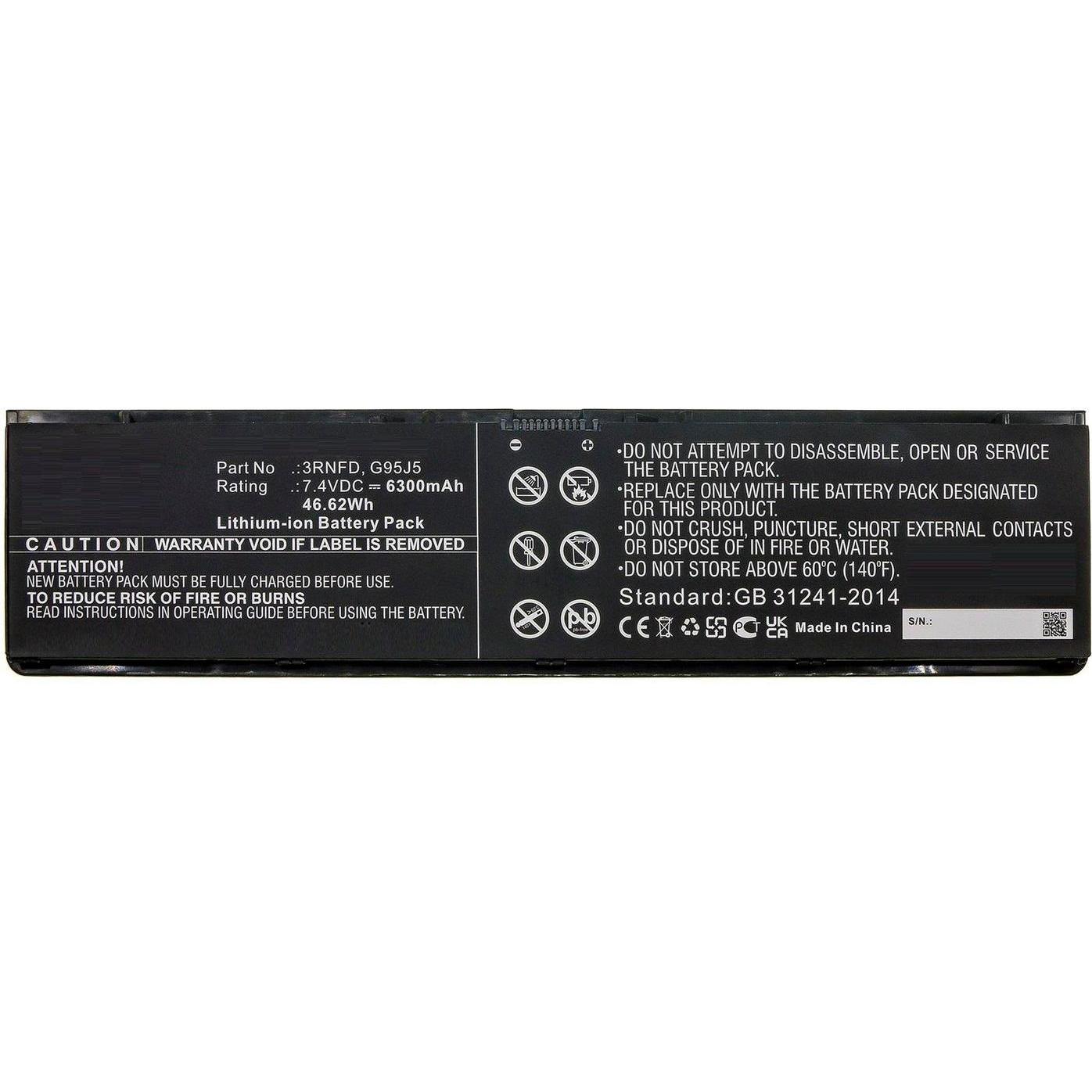 CoreParts Laptop Battery for Dell (4 Zellen, 6300 mAh), Notebook Akku
