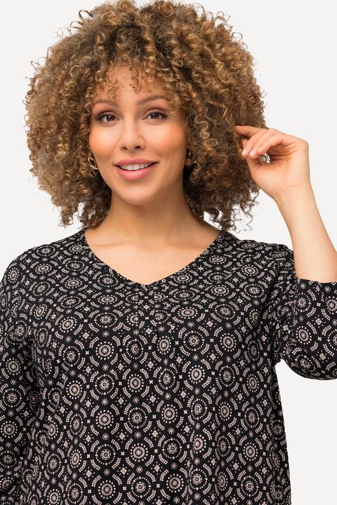 Produktbild Ulla Popken Shirt, A-Linie, Zierfalten, V-Ausschnitt, 3/4-Arm (58)