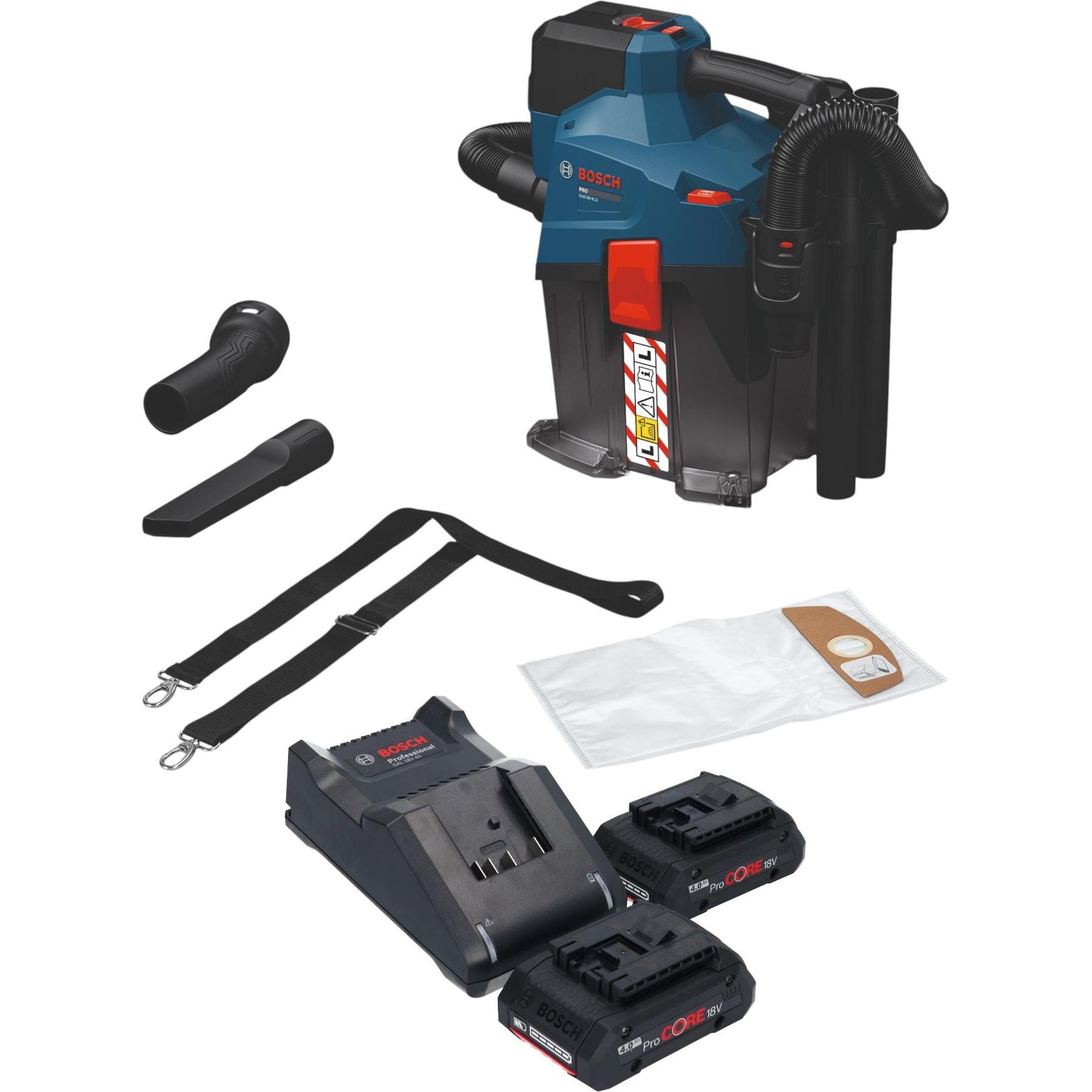 Bosch Professional, Aspiratore industriale, Aspirapolvere a batteria Bosch GAS 18V-6L S 18 V 6 l Classe di polvere L ( 06019K2100 ) Solo - (Aspirapolv