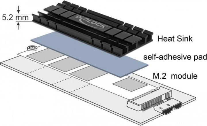 Produktbild Delock Heatsink flat 100 mm for M.2 module black