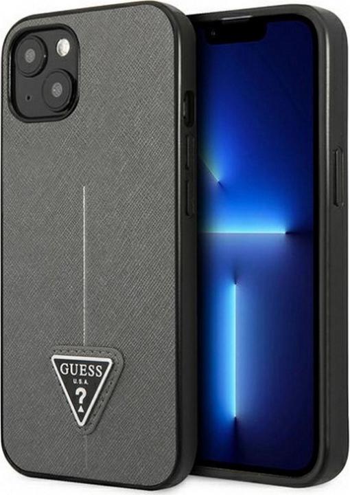 Produktbild Guess GUHCP13MPSATLG iPhone 13 6,1" srebrny/silver hardcase SaffianoTriangle Logo (Apple iPhone 13, Apple iPhone 14, Apple iPhone 15)