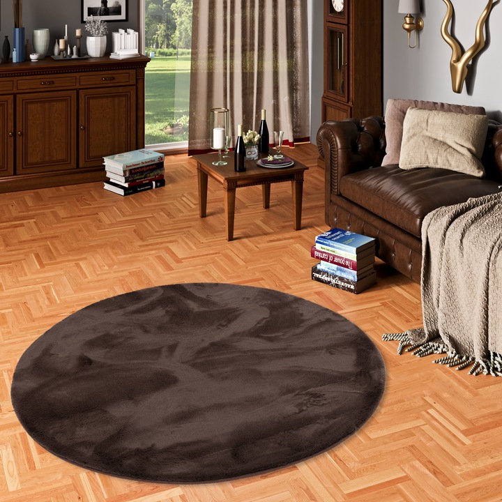 Produktbild Pergamon Luxus Super Soft Fellteppich Plush Rund (120 x 120 cm)