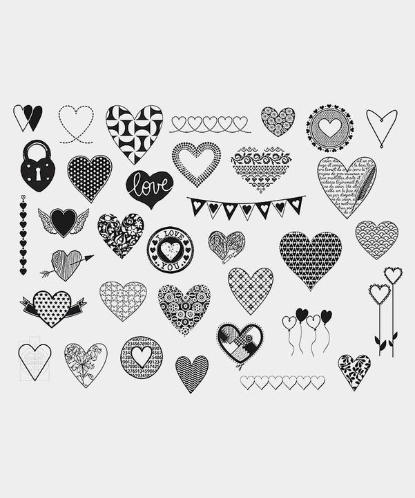 Image du produit Aladine Set de tampons Hearts, avec coussins encreurs, 35 pcs.