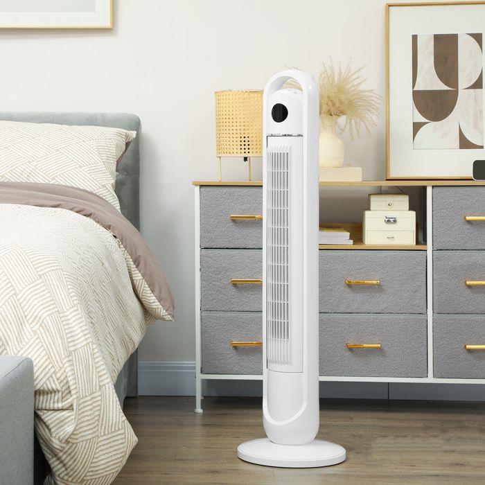 Produktbild Swisshandel24 Turmventilator, Standventilator mit 3 Belüftungsstufen, Fernbedienung, Weiss (60 dB)