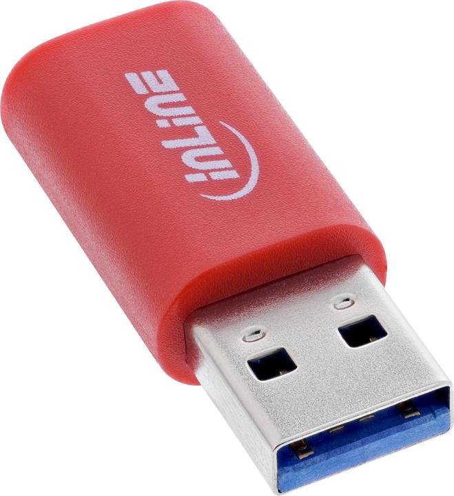 Produktbild InLine ® USB-Datenblocker, Adapter USB-A Stecker an USB-C Buchse, 5 V, 1,5 A (USB Typ-C, 3.70 cm)