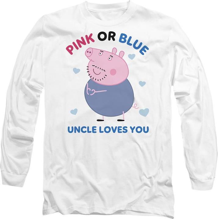 Peppa Pig - T-shirt manches longues PINK OR BLUE UNCLE PIG LOVES YOU - Adulte (XXL)