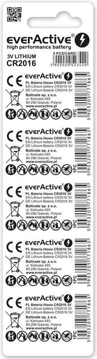 Produktbild Everactive Lithiumbatterien mini CR2016 Blisterverpackung 5 Stück (5 Stk., CR2016, 80 mAh)