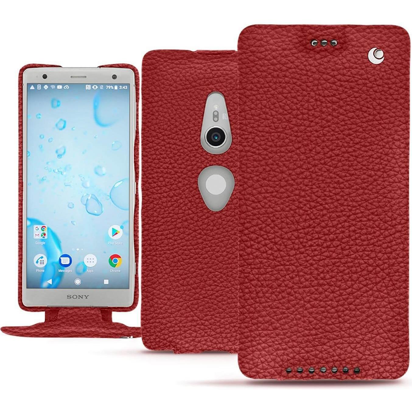 Thumbnail - Noreve Lederschutzhülle vertikal (Sony Xperia XZ2), Smartphone Hülle, Rot