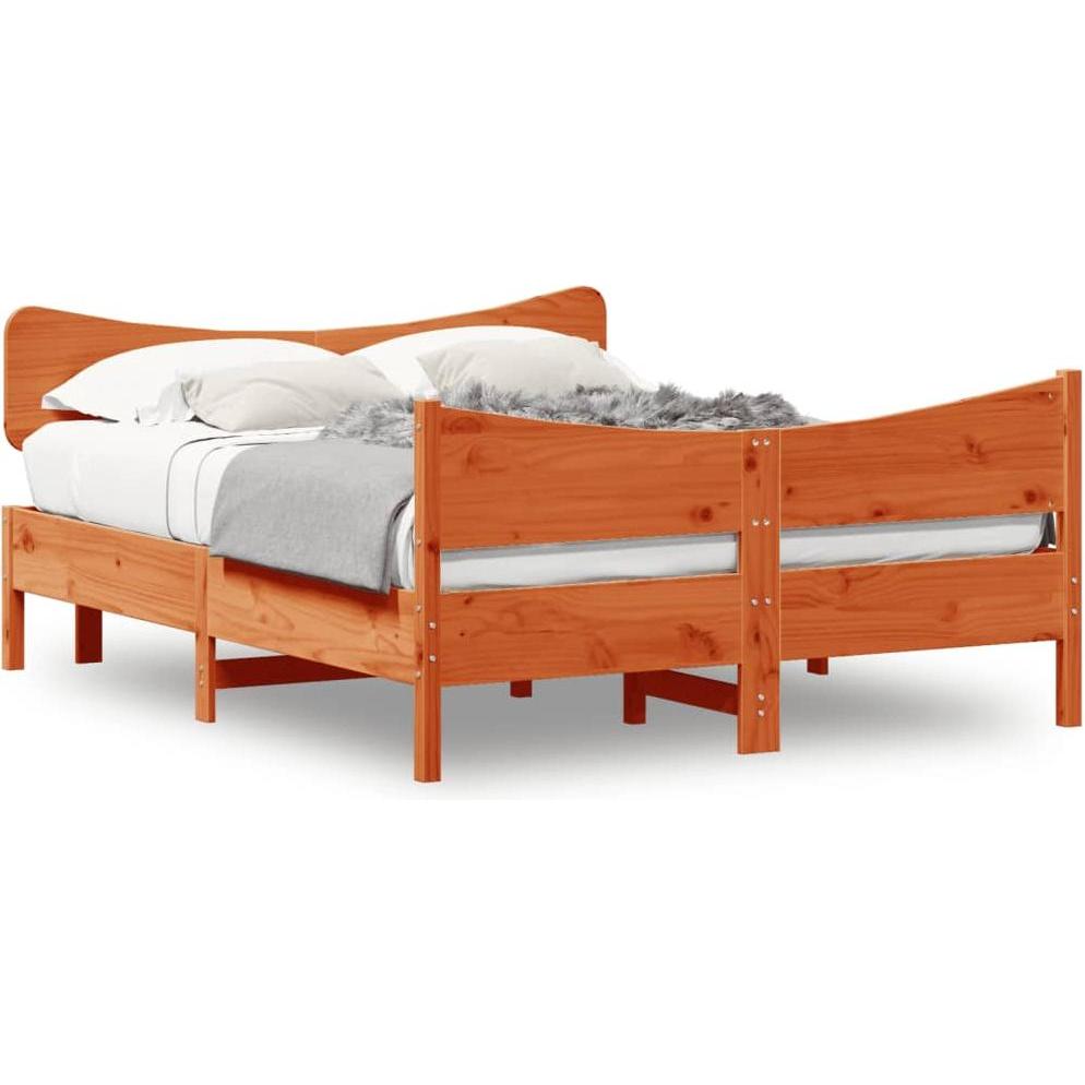 VidaXL, Bett, Bett mit Kopfteil Kiefer (140 x 200 cm)