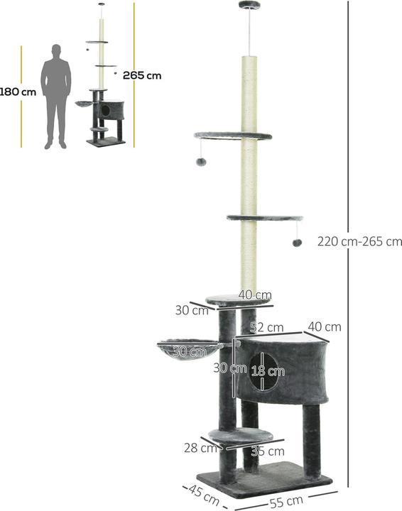 Actual product image Jamb Scratching post (265 cm, Dark grey)