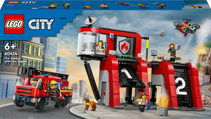 Image du produit LEGO 60414 Caserne de pompiers avec véhicule à échelle pivotante (60414, LEGO City)