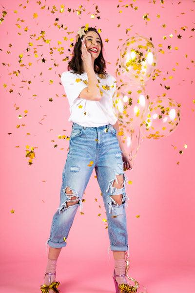 Actual product image Partydeco Star Confetti Balloons Gold (6 x)