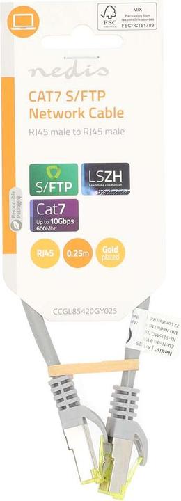 Immagine prodotto Nedis Cavo di rete CAT7 | S/FTP | RJ45 maschio | RJ45 maschio | 0,25 m | Senza strappo | Rotondo | LSZH | (S/FTP, CAT7, 0.25 m)