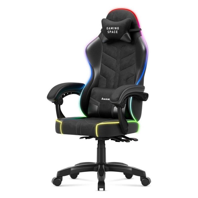 Huzaro Force 2.7 Rgb Schwarzer Velours-Gaming-Stuhl, Gaming Stuhl, Schwarz