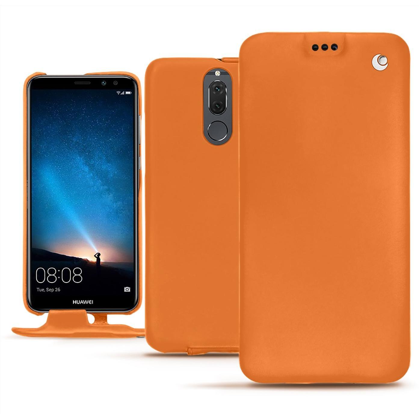 Noreve Lederschutzhülle vertikal (Huawei Mate 10 Lite), Smartphone Hülle, Orange