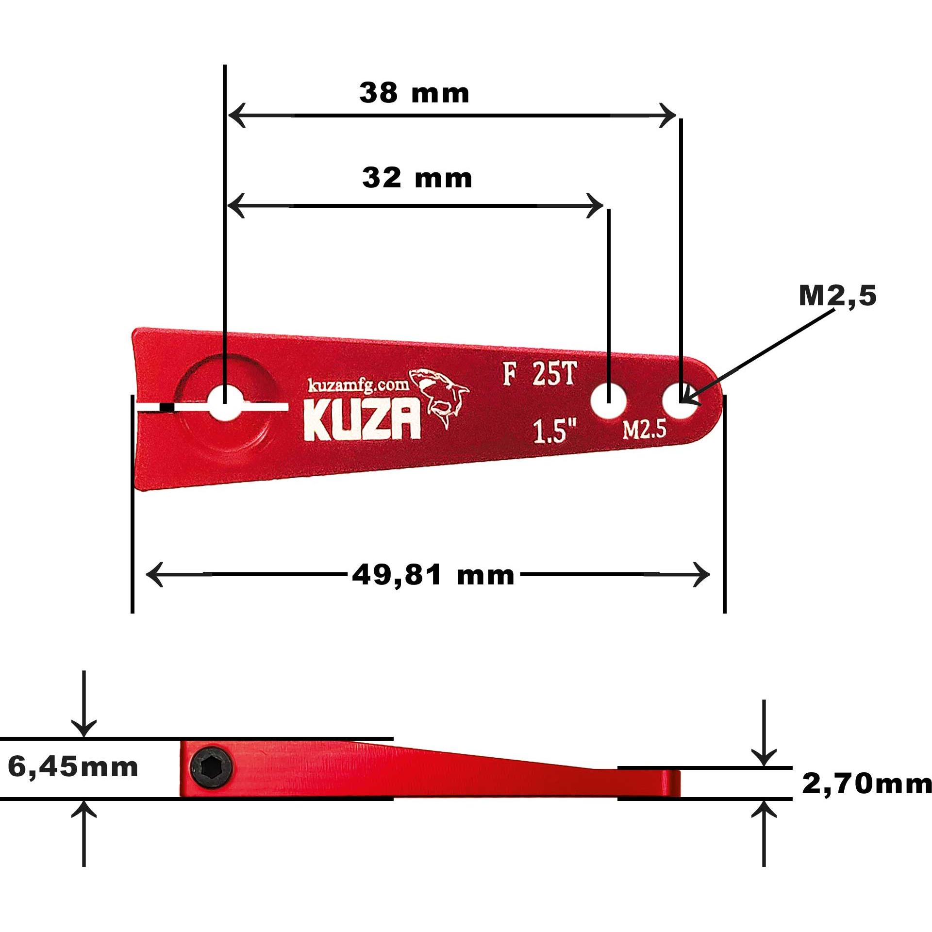 Thumbnail - Kuza Servohebel 1-Arm Futaba 25T 38/32mm 1.5" M2,5 Heavy Duty V2 Aluminium