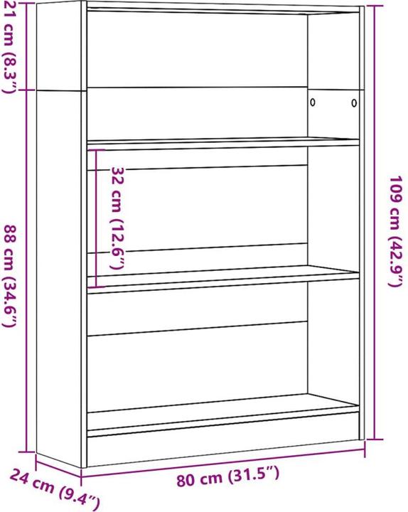 Produktbild VidaXL Bücherregal Regal Standregal Büroregal Aktenregal Aufbewahrungsregal Weiss (80 x 24 x 109 cm)