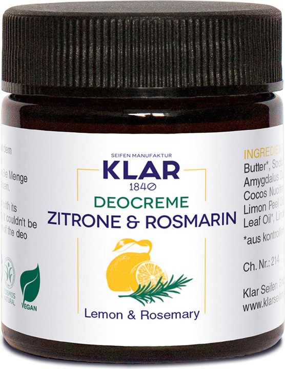 Actual product image Klar Lemon & Rosemary Deodorant Cream (Crème, 30 ml)