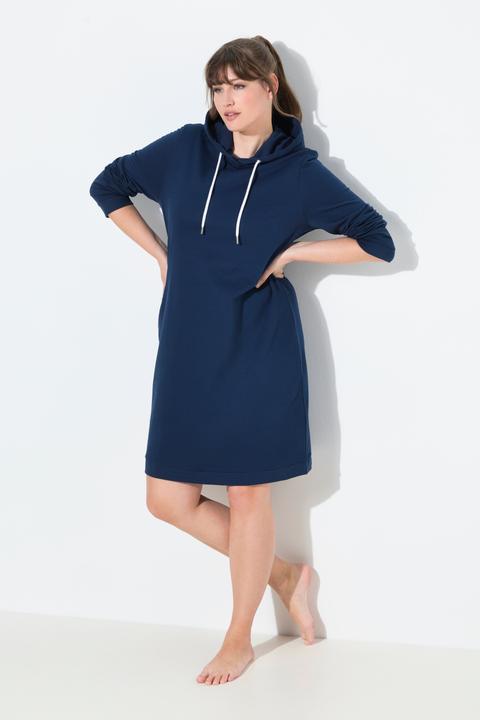 Produktbild Ulla Popken Loungwear-Kleid, Kapuze, weich angeraut, Rippbündchen (62)