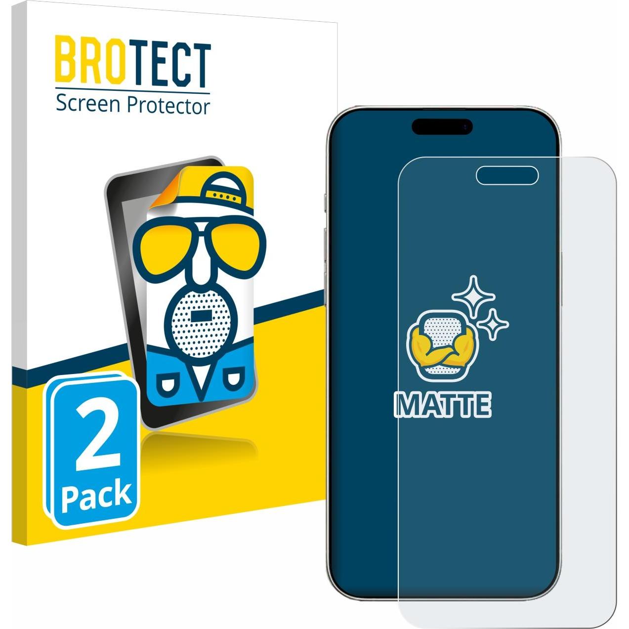 BROTECT Entspiegelungsfolie Displayschutz Displayschutzfolie Folie Matt (2 Stück, Apple iPhone 16 Plus), Smartphone Schu...