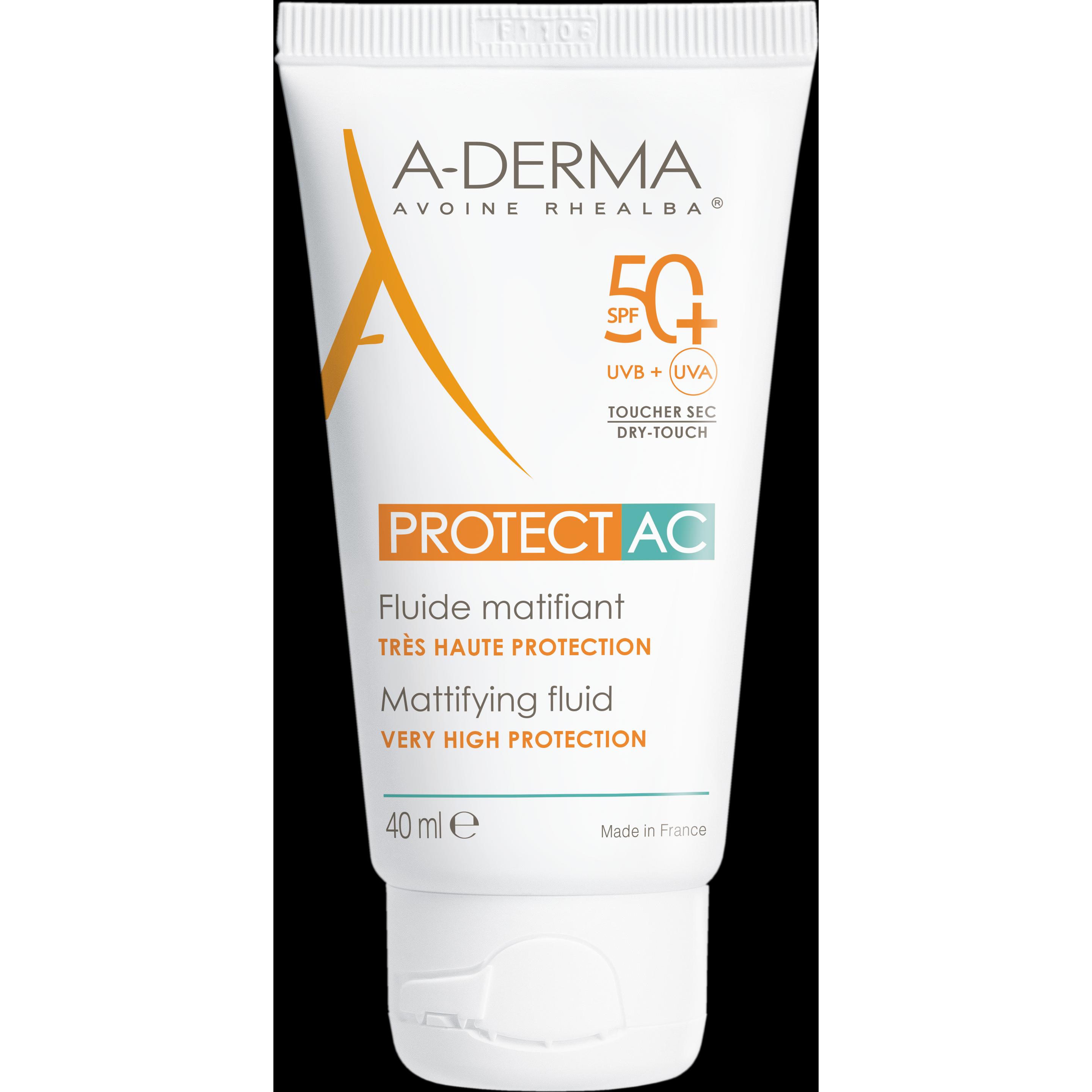 A-Derma, Sonnencreme, PROTECT-AC mattierendes Fluid SPF50+ (Sonnencreme Gesicht, SPF 50+, 40 ml, 67 g)