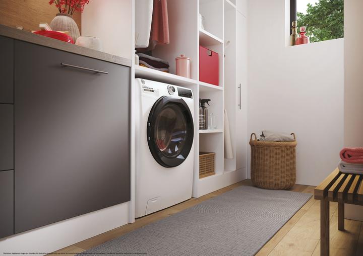 Actual product image Hoover H-WASH 350 Slim 7kg Washing Machine, Class A-10%, 1300 rpm, White, H3WPS4376TAMB6-S (7 kg, Left)