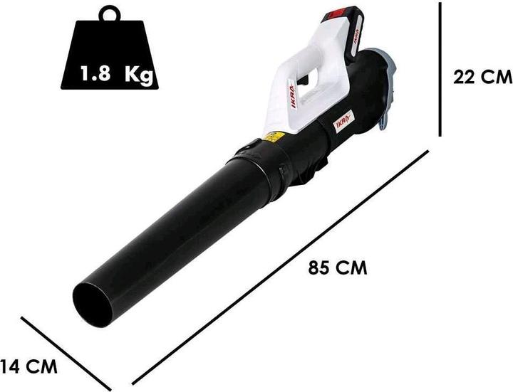 Actual product image Ikra Battery-powered leaf blower 20V 2Ah Mogatec ICB 20 (Rechargeable battery operated, Leaf blower)