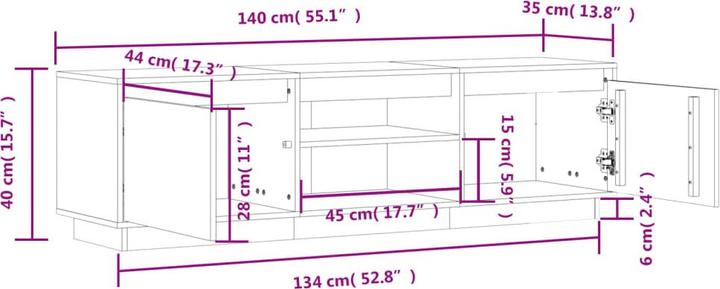 Produktbild vidaXL TV-Schrank 140x35x40 cm Massivholz Kiefer,Material (140 x 35 x 40 cm)