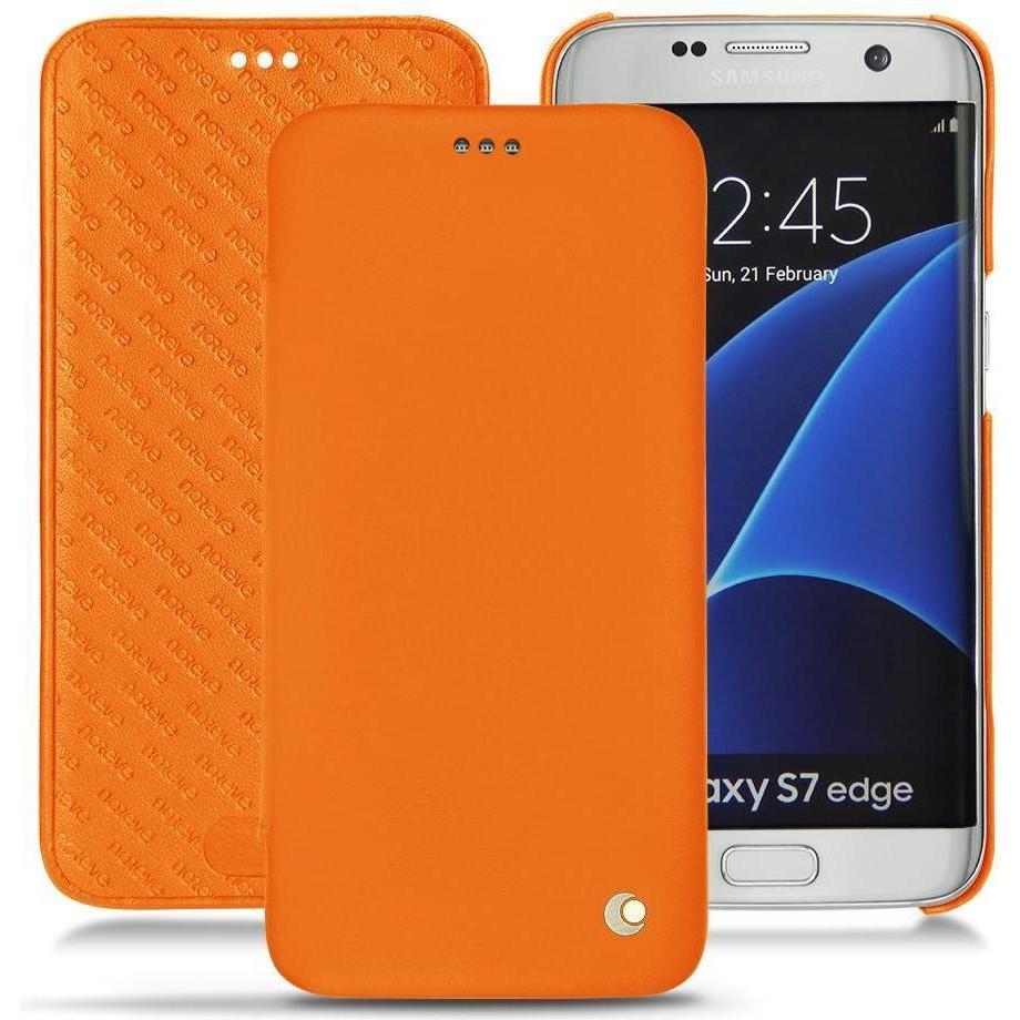 Noreve Lederschutzhülle horizontal (Samsung Galaxy S7 Edge), Smartphone Hülle, Orange