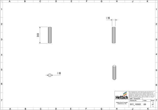 Produktbild Hettich Holzdübel 6 x 30 mm