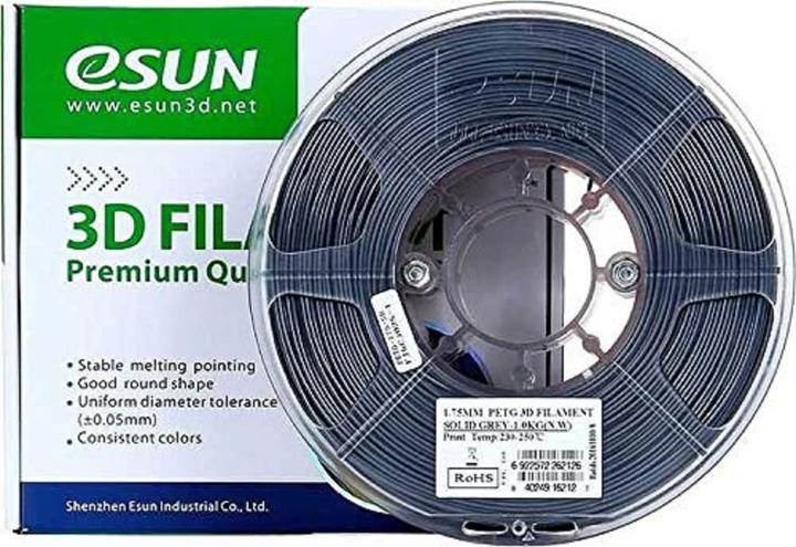 Productafbeelding eSUN PETG 1,75mm Solid Grey 1kg 3D Filament (PETG, 1.75 mm, 1000 g, Grijs)