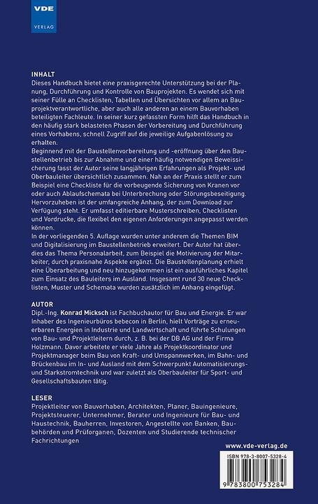 Produktbild Die Bauleiterpraxis (Deutsch, Konrad Micksch, 2021)