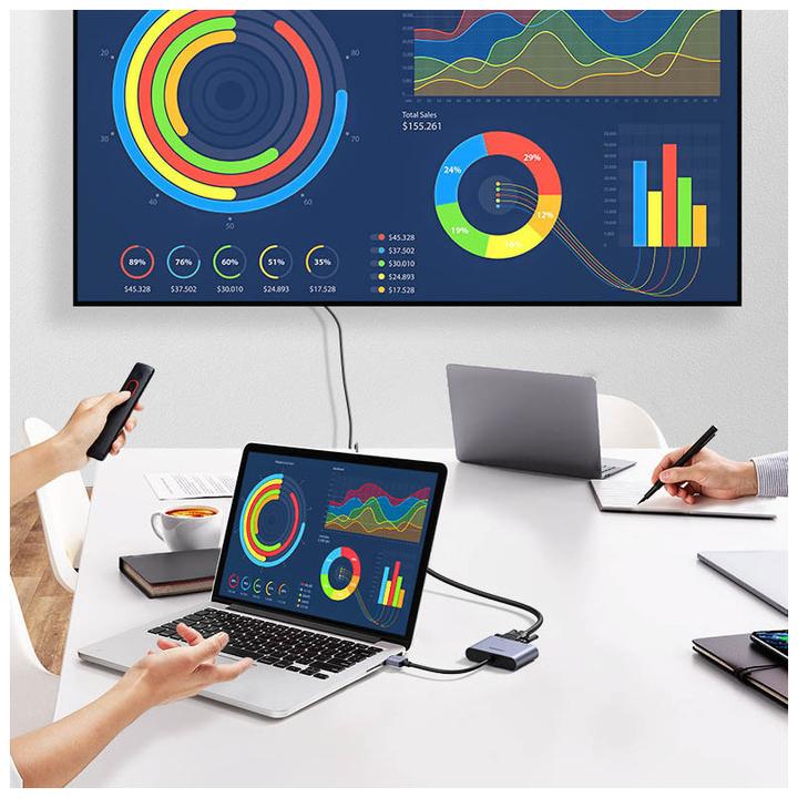 Immagine prodotto Ugreen adattatore convertitore USB - HDMI 1.3 (1920 x 1080@60Hz) + VGA 1.2 (1920 x 1080@60Hz) grigio