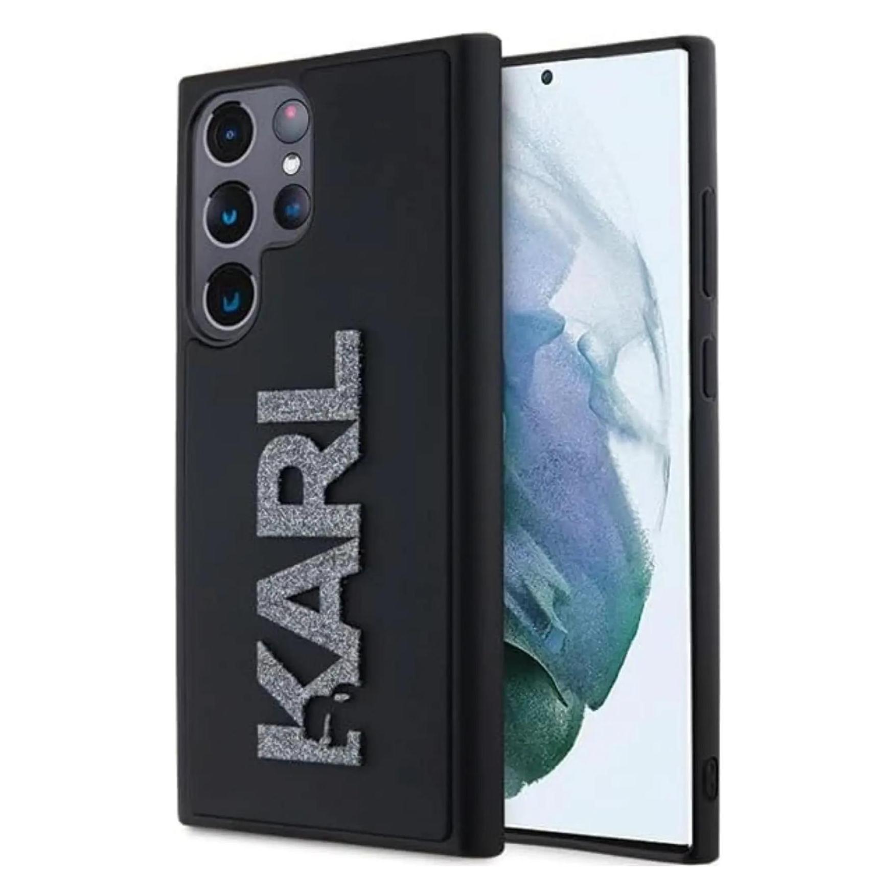 Karl Lagerfeld KLHCL3DMBKCK S928 Czarny/black Hardcase 3D Rubber Glitter Logo (Samsung Galaxy S24 Ultra), Smartphone Hülle, Schwarz