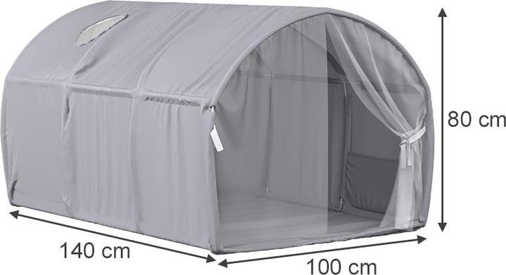 Actual product image VitaliSpa Tunnelzelt Kubby, Grau, 100 x 80 cm mit Fenster und Netz