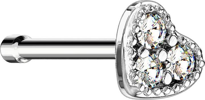Produktbild Star Piercing Nasenstecker gerade silber Herz Kristall silber (Messing, Chirurgenstahl 316L)